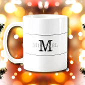 Mug Élégant Noir Monogramme Nom Personnalisé