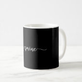 Mug Élégant noir Monogramme Nom Signature Script (Devant droit)
