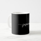 Mug Élégant noir Monogramme Nom Signature Script (Devant gauche)