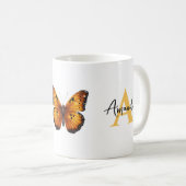 Mug Élégant nom Brown et noir monogramme Papillon (Devant droit)