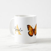 Mug Élégant nom Brown et noir monogramme Papillon (Devant gauche)