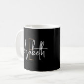 Mug Élégant nom de monogramme Black Gold Script (Devant gauche)