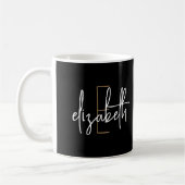 Mug Élégant nom de monogramme Black Gold Script (Gauche)