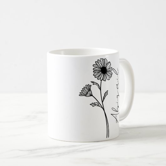 Mug Élégant Nom de script Avril Mois Fleur de naissanc (Devant droit)