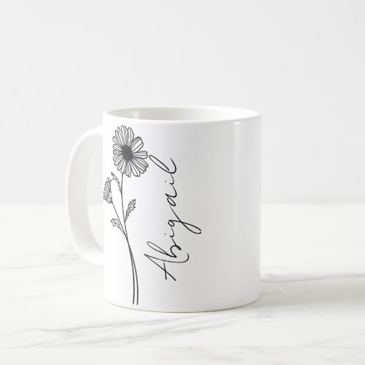 Mug Élégant Nom de script Avril Mois Fleur de naissanc (Devant gauche)
