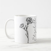 Mug Élégant nom de script Carnation Janvier Fleur de n (Gauche)