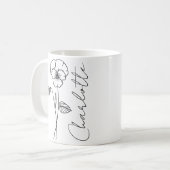 Mug Élégant nom de script Février Fleur de naissance V (Devant gauche)