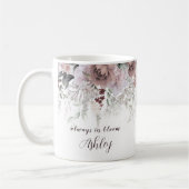 Mug Élégant nom floral rose Dusty (Gauche)