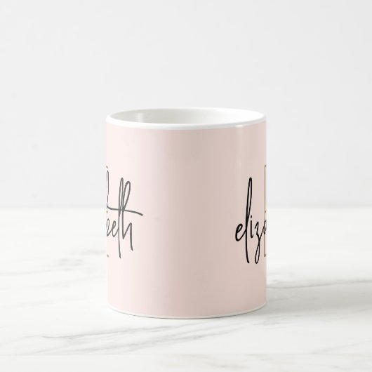 Mug Élégant Nom Monogramme Blush Pink Script (Centre)