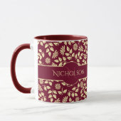 Mug Élégant nom Monogramme Feuille Motif de marguerite (Gauche)