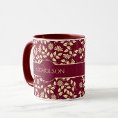 Mug Élégant nom Monogramme Feuille Motif de marguerite (Devant gauche)