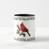 Mug Élégant oiseau rouge cardinal vacances Noël (Centre)