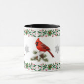 Mug Élégant oiseau rouge cardinal vacances Noël (Centre)