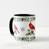 Mug Élégant oiseau rouge cardinal vacances Noël (Devant gauche)