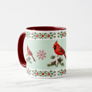 Mug Élégant oiseau rouge cardinal vacances Noël
