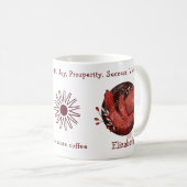 Mug Elégant oiseau rouge et plante. Unique et drôle (Devant droit)