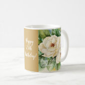 Mug Elégant Or 75ème Anniversaire Floral Magnolia Nom (Devant droit)