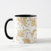 Mug Élégant or blanc floral (Gauche)