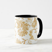 Mug Élégant or blanc floral (Devant droit)
