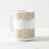 Mug Elégant Or Et Blanc Floral Paisley (Devant gauche)