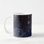 Mug Elégant or et bleu foncé Motif de mandala (Gauche)
