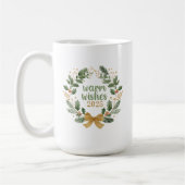 Mug Elégant or et vert aquarelle couronne de Noël (Gauche)