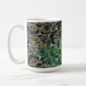 Mug Elégant or Mandala Floral Vert bleu (Gauche)