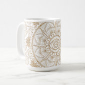 Mug Elégant or Oeil Soleil Lune Mandala Blanc (Devant gauche)