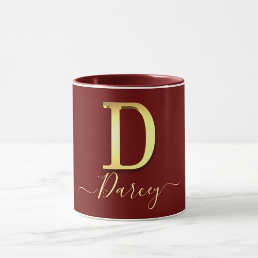 Mug Élégant or personnalisé Monogramme D Nom (Centre)