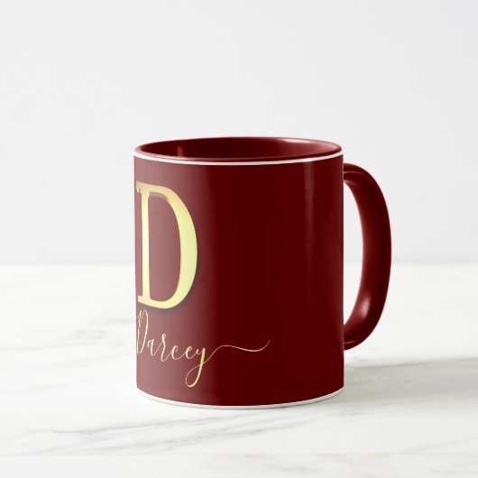 Mug Élégant or personnalisé Monogramme D Nom (Devant droit)