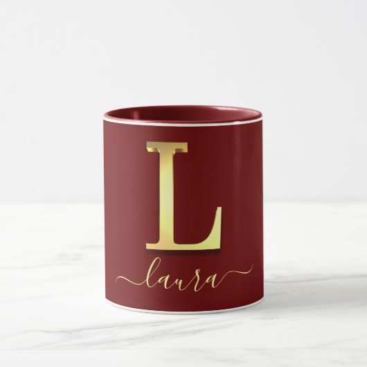 Mug Élégant or personnalisé Monogramme L Nom (Centre)