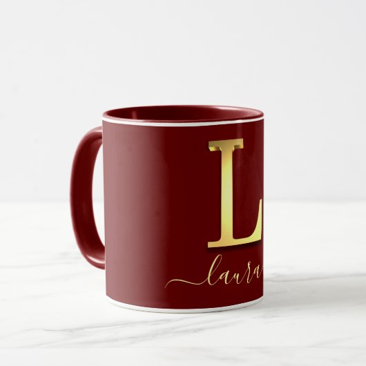 Mug Élégant or personnalisé Monogramme L Nom (Devant gauche)