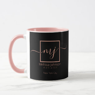Mug Elégant or Rose sur noir