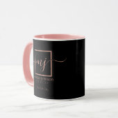 Mug Elégant or Rose sur noir (Devant gauche)