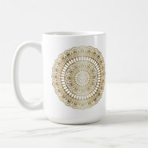 Mug Elégant or sur White Lotus Henna Mandala