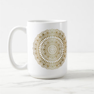 Mug Elégant or sur White Lotus Henna Mandala