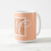 Mug Élégant orangé blanc monogramme topographie (Devant droit)