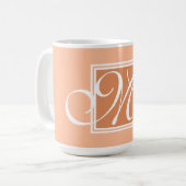 Mug Élégant orangé blanc monogramme topographie (Devant gauche)