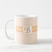 Mug Élégant orange clair rayé fantaisie initiale (Gauche)