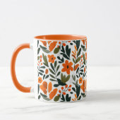 Mug Elegant Orange Flowers Spring Botanical Pattern (Gauche)