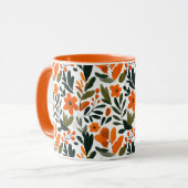 Mug Elegant Orange Flowers Spring Botanical Pattern  (Devant gauche)