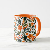 Mug Elegant Orange Flowers Spring Botanical Pattern  (Devant droit)