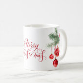 Mug Élégant Ornement Rouge Joyeux Noël (Devant droit)