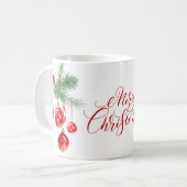 Mug Élégant Ornement Rouge Joyeux Noël (Devant gauche)