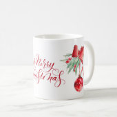 Mug Élégant Ornement Rouge Joyeux Noël (Devant droit)