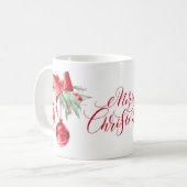 Mug Élégant Ornement Rouge Joyeux Noël (Devant gauche)