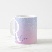 Mug Élégant paillettes arc-en-ciel bleu ombré moderne (Devant gauche)