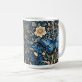 Mug Elégant Papillon Bleu William Morris Inspiré (Devant droit)