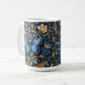 Mug Elégant Papillon Bleu William Morris Inspiré (Devant gauche)
