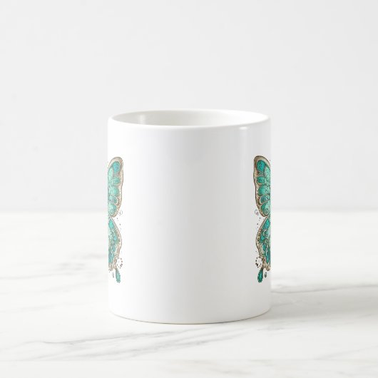 Mug Elégant papillon Turquoise Classic Ceramic (Centre)